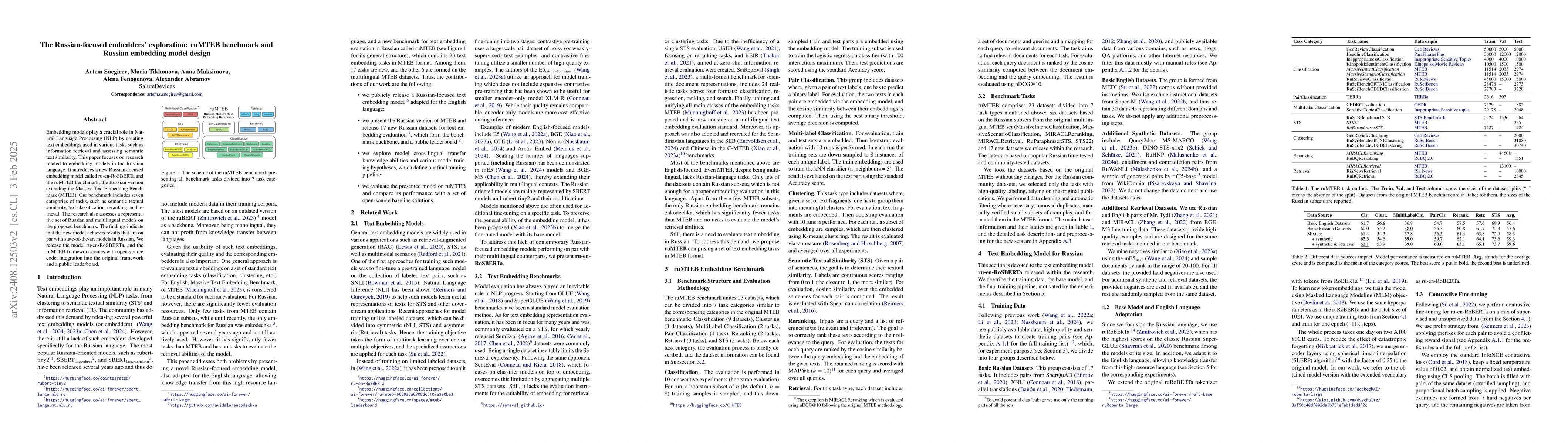 Thumbnail for The Russian-focused embedders' exploration: ruMTEB benchmark and Russian
  embedding model design