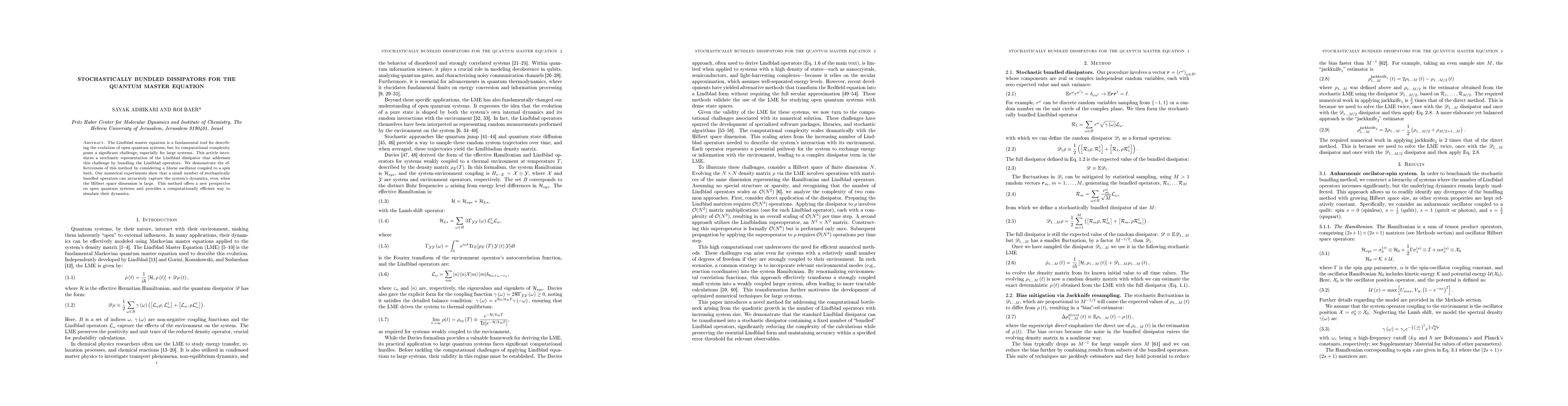 Thumbnail for Stochastically bundled dissipators for the quantum master equation