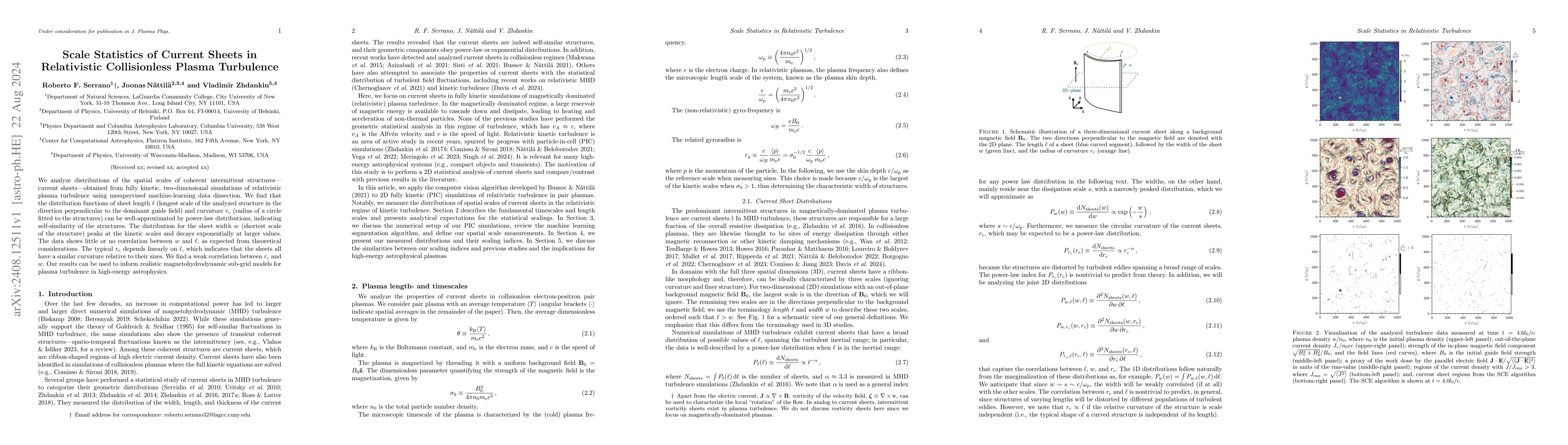 Thumbnail for Scale Statistics of Current Sheets in Relativistic Collisionless Plasma
  Turbulence