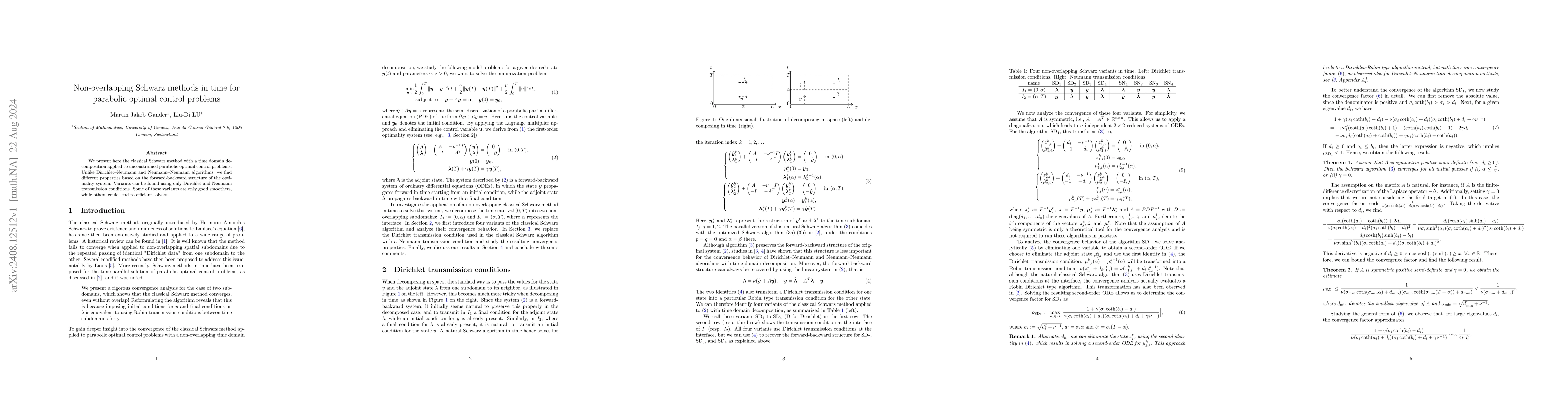 Thumbnail for Non-overlapping Schwarz methods in time for parabolic optimal control
  problems