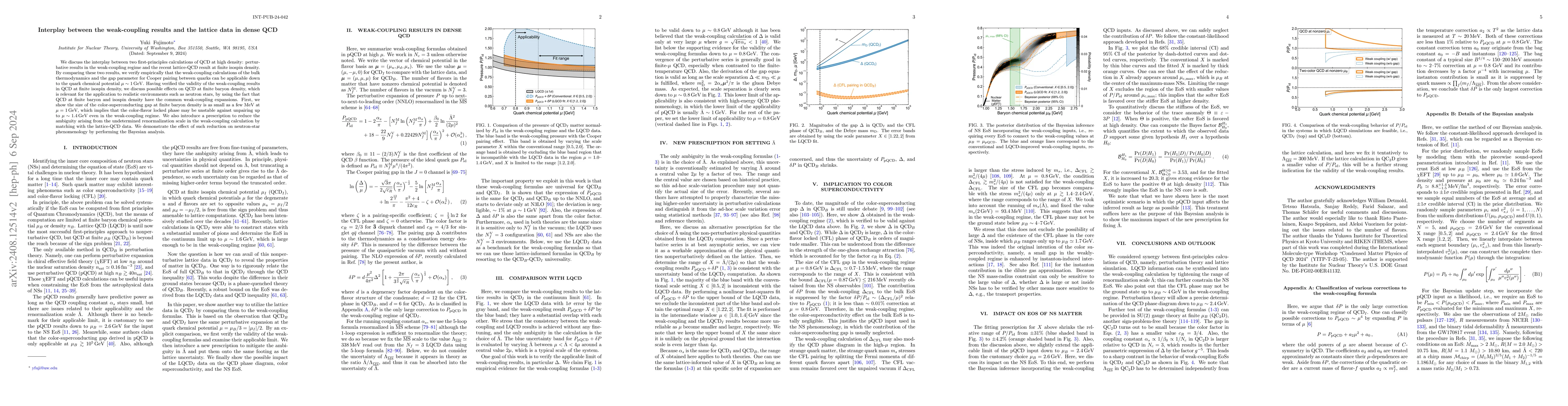 Thumbnail for Interplay between the weak-coupling results and the lattice data in
  dense QCD