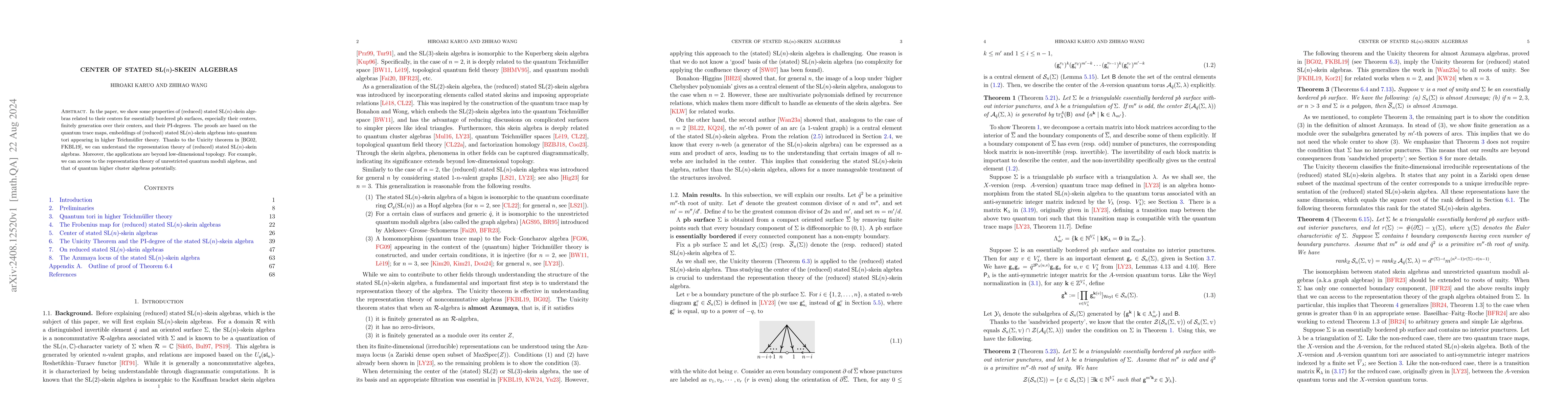 Thumbnail for Center of stated SL($n$)-skein algebras