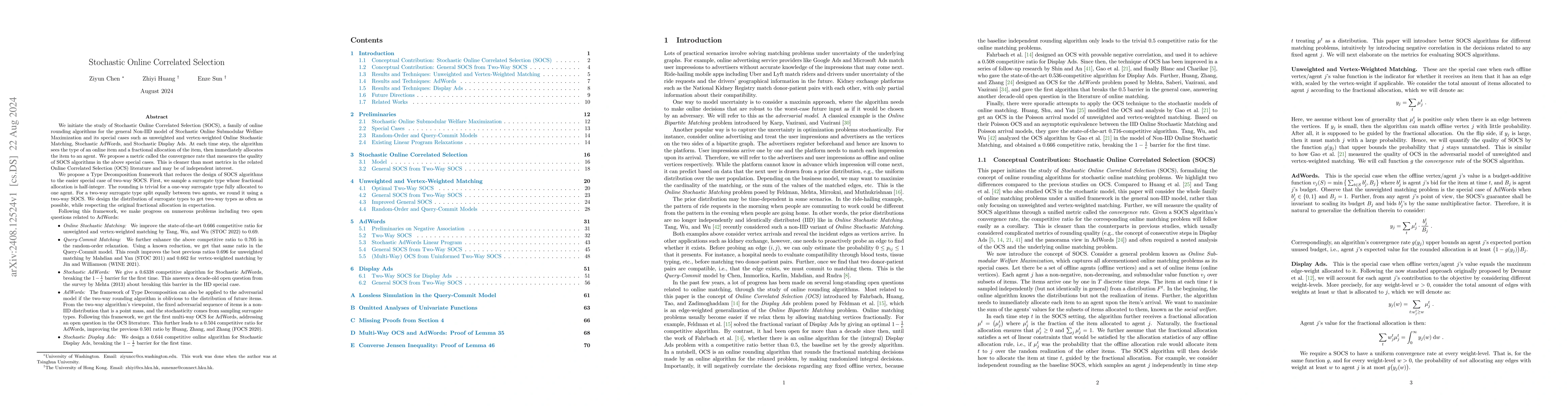 Thumbnail for Stochastic Online Correlated Selection