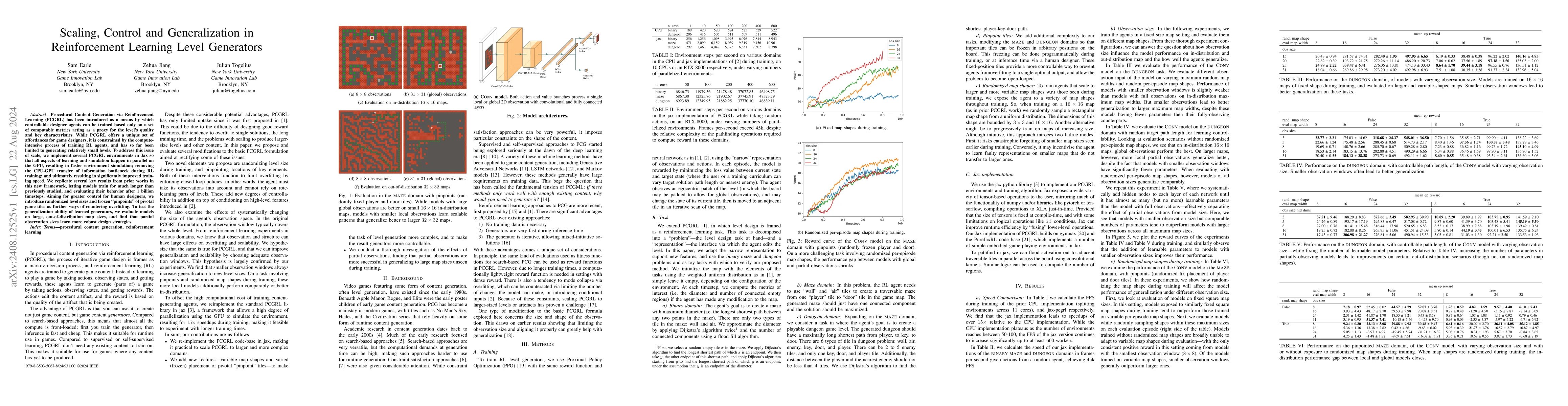 Thumbnail for PCGRL+: Scaling, Control and Generalization in Reinforcement Learning
  Level Generators