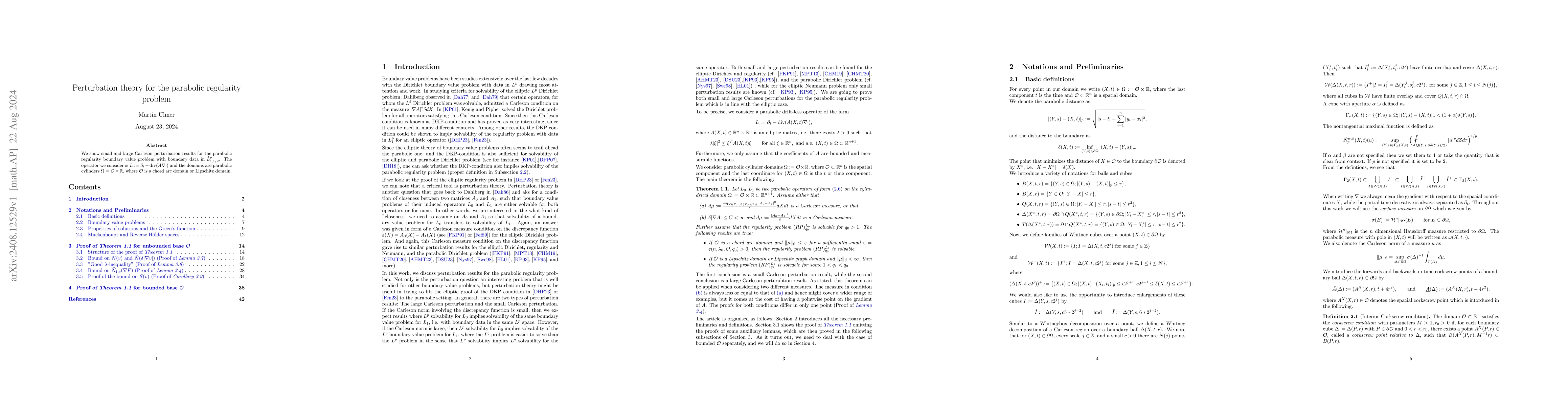 Thumbnail for Perturbation theory for the parabolic regularity problem
