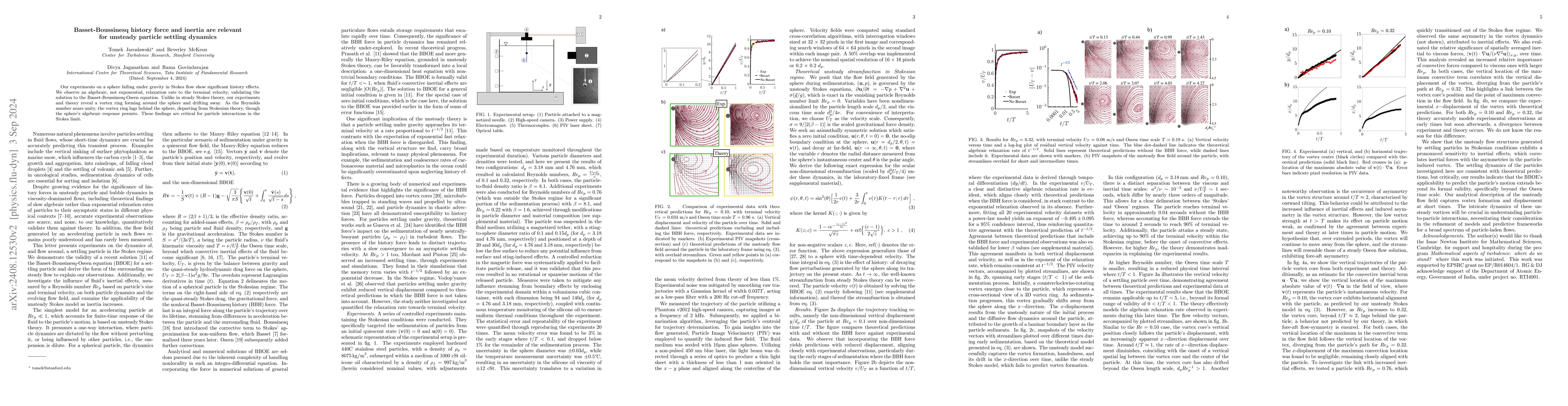 Thumbnail for Basset-Boussinesq history force and inertia are relevant for unsteady
  particle settling dynamics