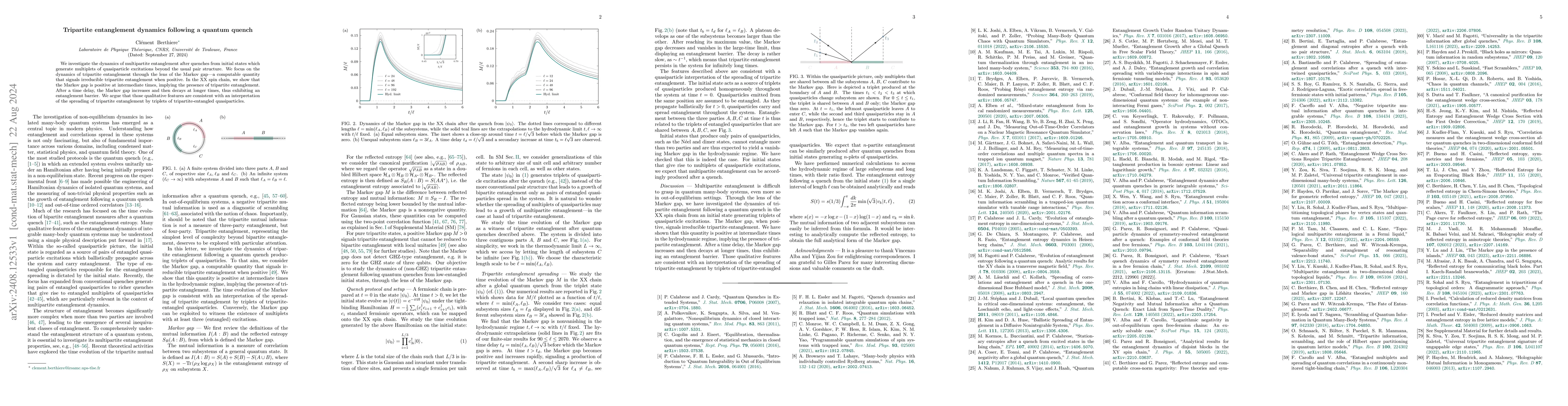 Thumbnail for Tripartite entanglement dynamics following a quantum quench