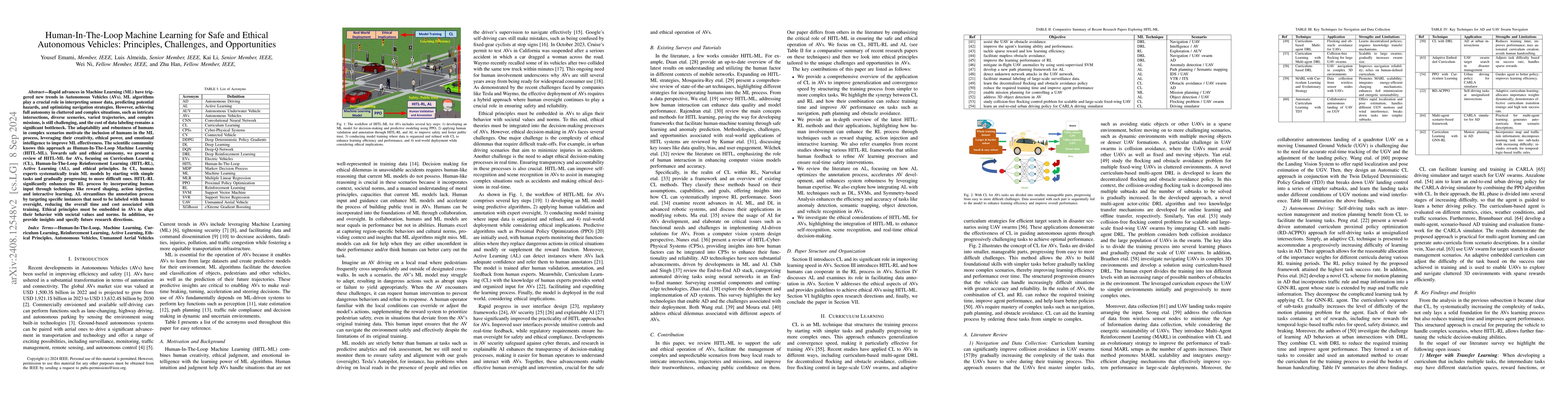 Thumbnail for Human-In-The-Loop Machine Learning for Safe and Ethical Autonomous
  Vehicles: Principles, Challenges, and Opportunities