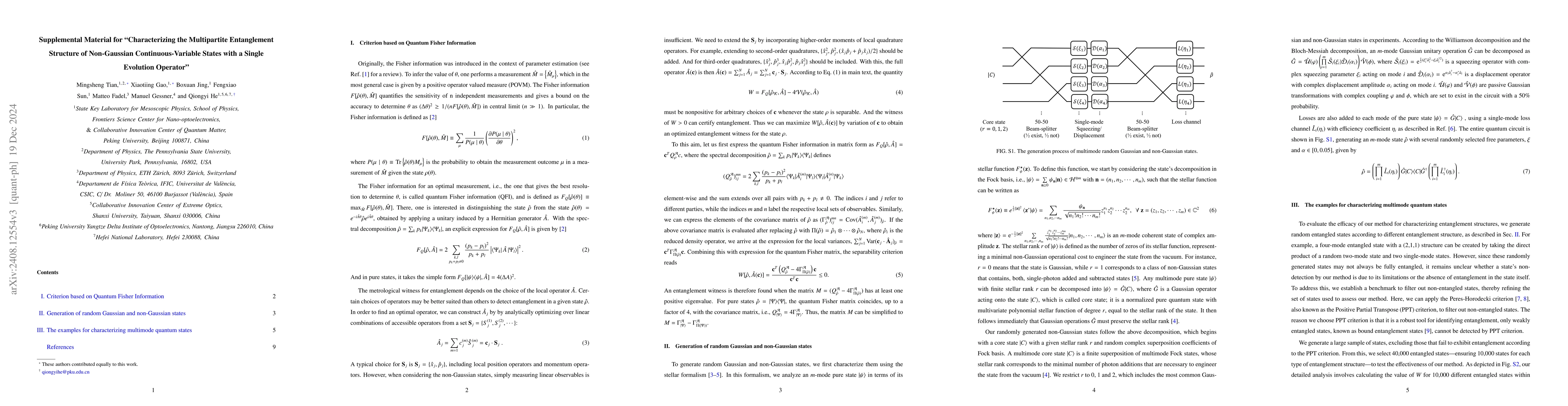 Thumbnail for Characterizing the Multipartite Entanglement Structure of Non-Gaussian
  Continuous-Variable States with a Single Evolution Operator