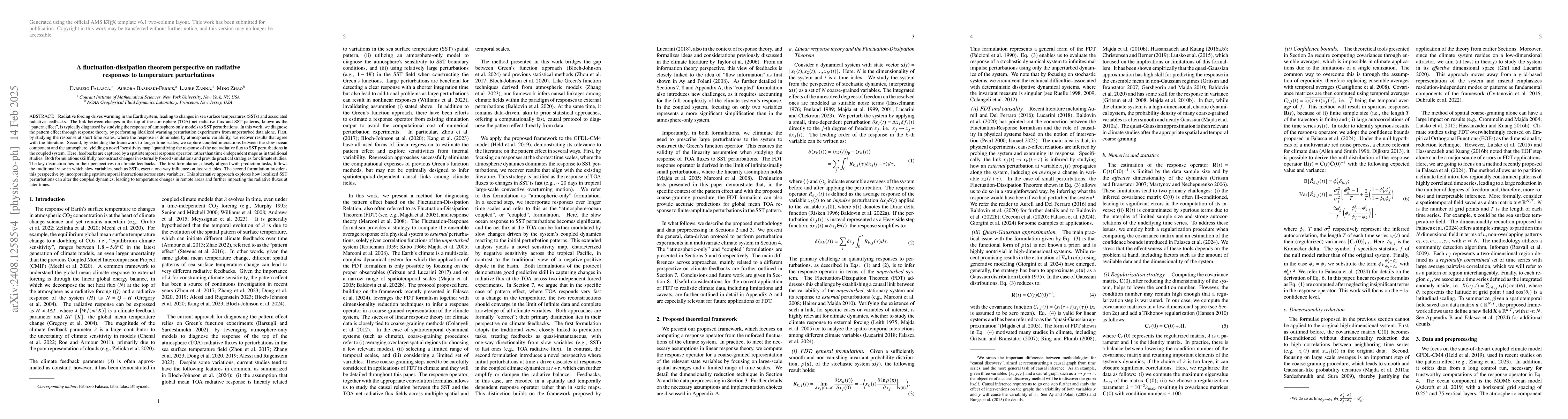 Thumbnail for Diagnosing the pattern effect in the atmosphere-ocean coupled system
  through linear response theory
