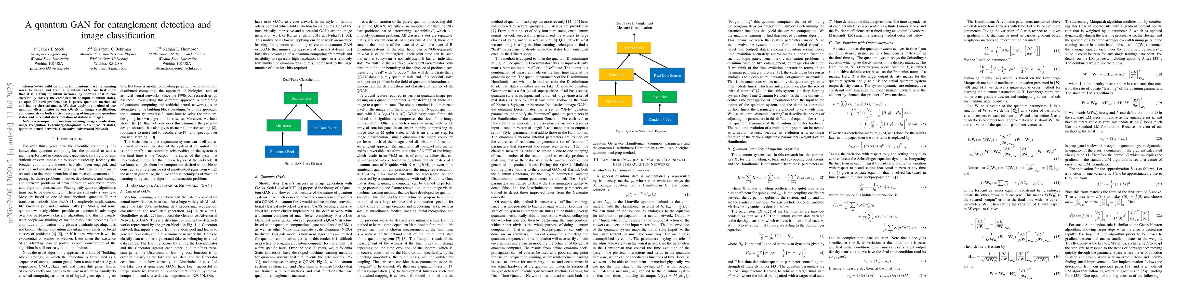 Thumbnail for A quantum GAN for entanglement detection and image classification