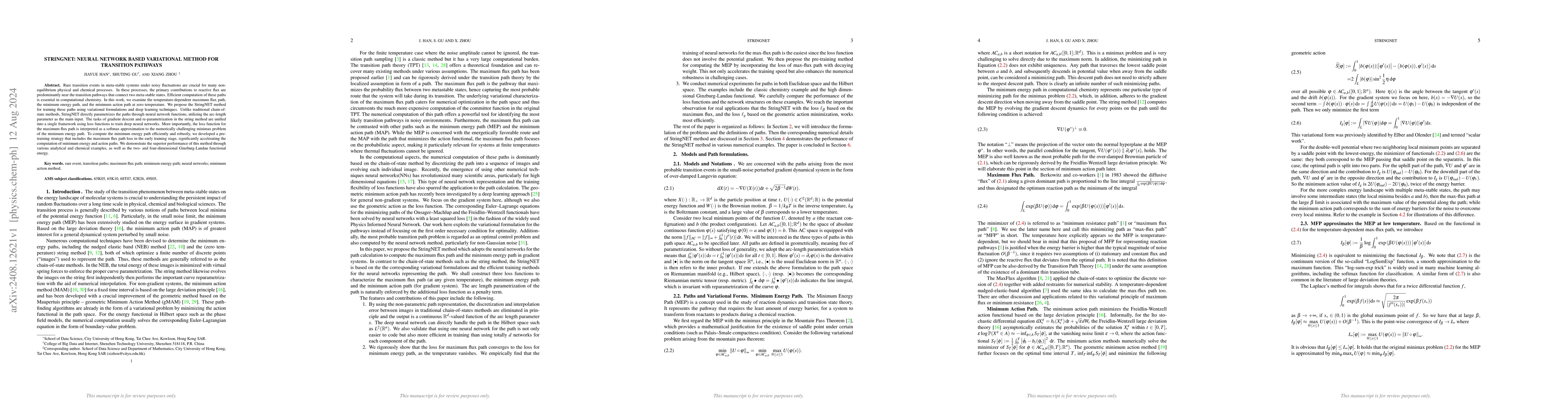 Thumbnail for StringNET: Neural Network based Variational Method for Transition
  Pathways