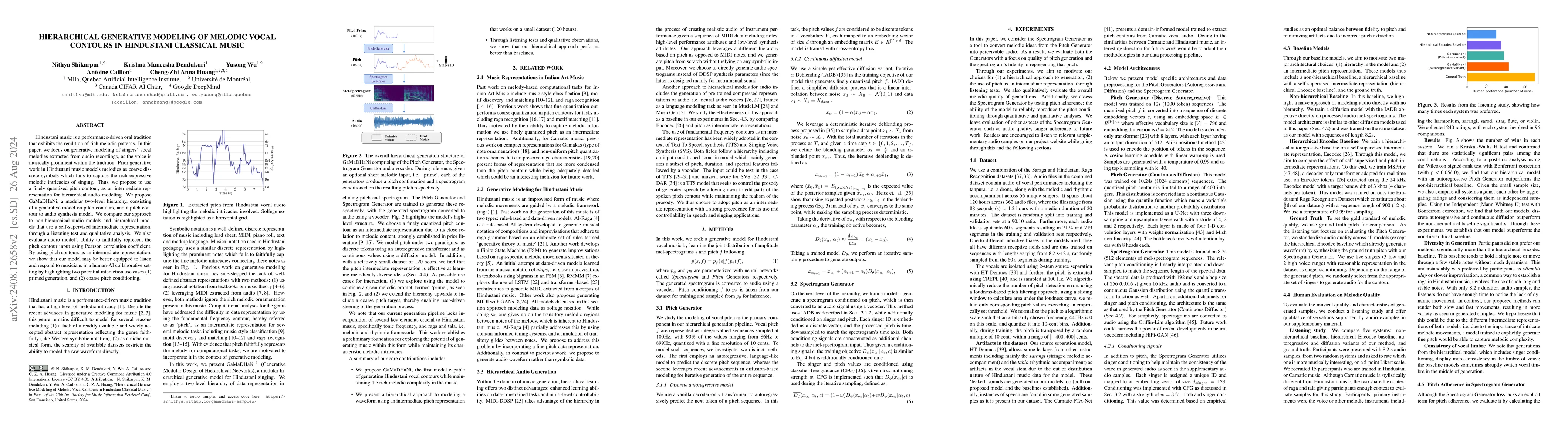 Thumbnail for Hierarchical Generative Modeling of Melodic Vocal Contours in Hindustani
  Classical Music