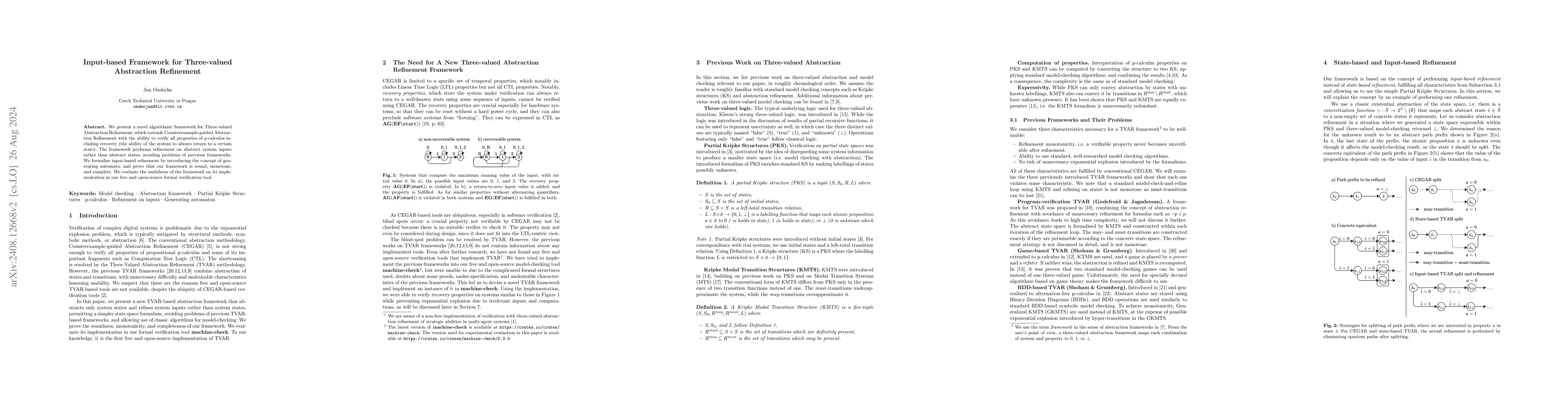 Thumbnail for Input-based Framework for Three-valued Abstraction Refinement
