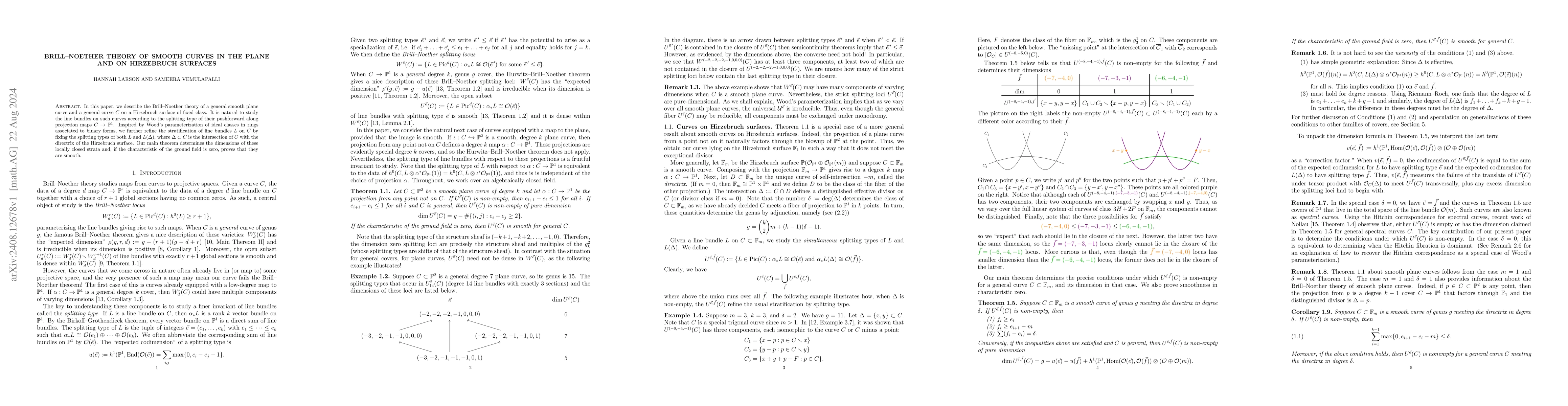 Thumbnail for Brill--Noether theory of smooth curves in the plane and on Hirzebruch
  surfaces