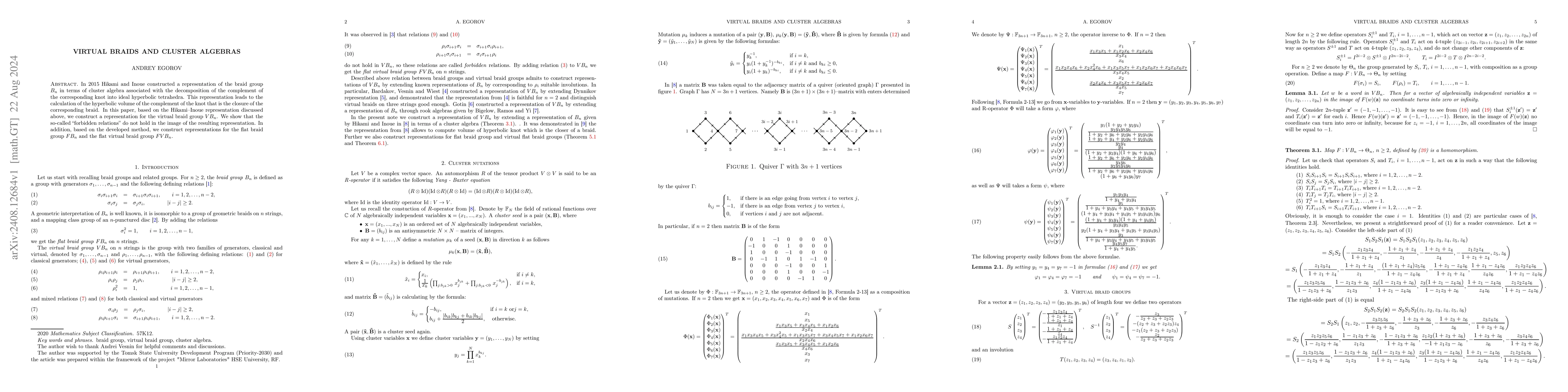 Thumbnail for Virtual Braids and Cluster Algebras