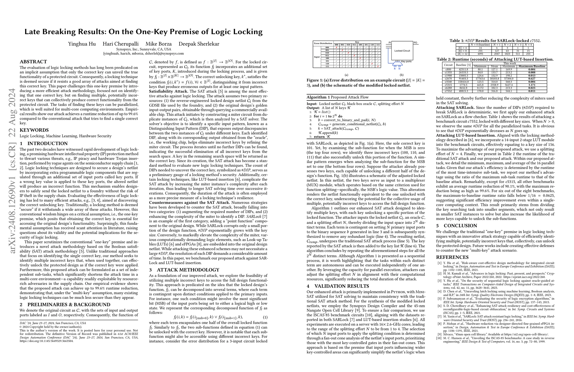 Thumbnail for Late Breaking Results: On the One-Key Premise of Logic Locking