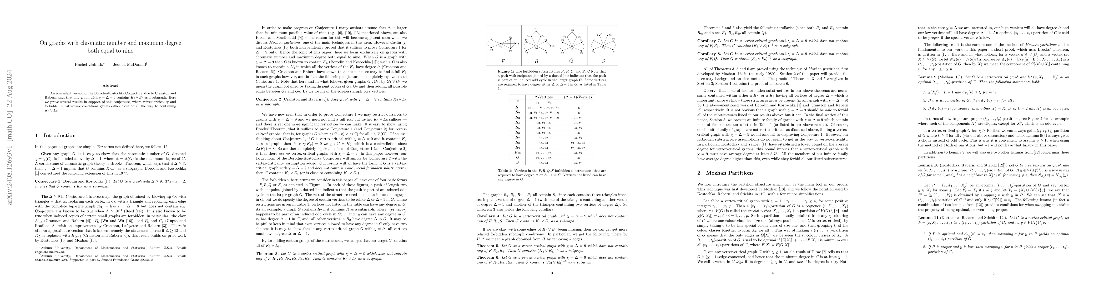 Thumbnail for On graphs with chromatic number and maximum degree both equal to nine
