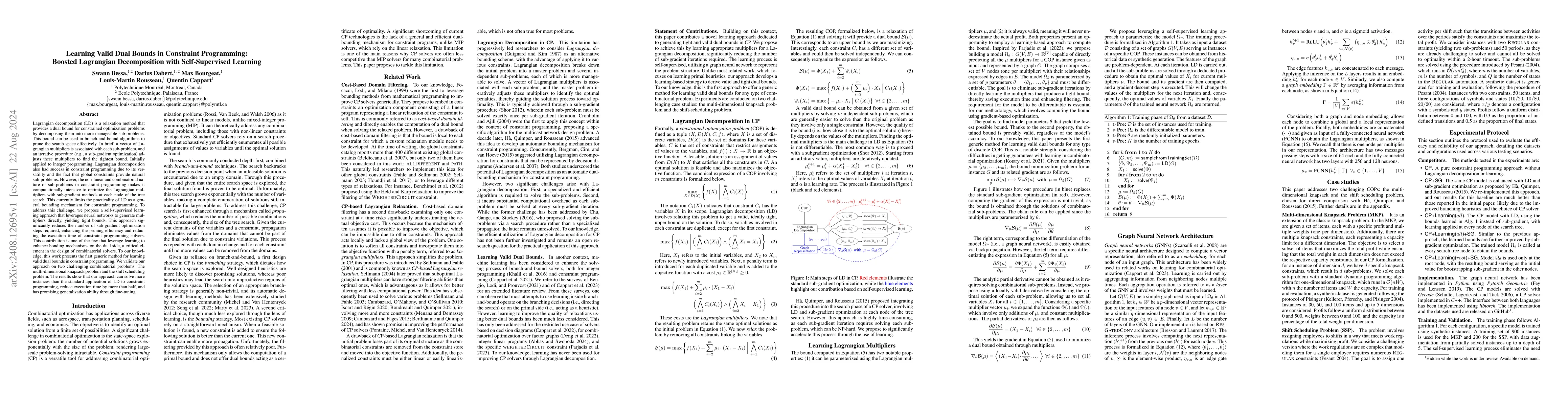 Thumbnail for Learning Valid Dual Bounds in Constraint Programming: Boosted Lagrangian
  Decomposition with Self-Supervised Learning