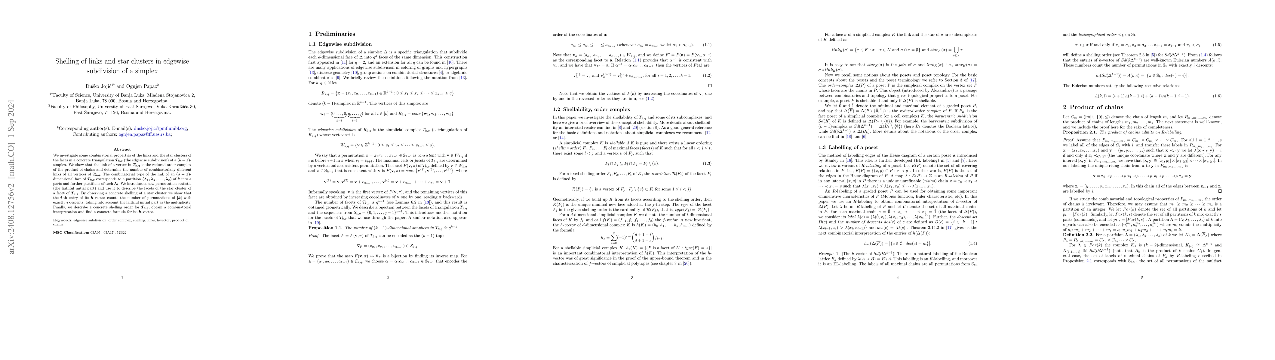 Thumbnail for Shelling of links and star clusters in edgewise subdivision of a simplex