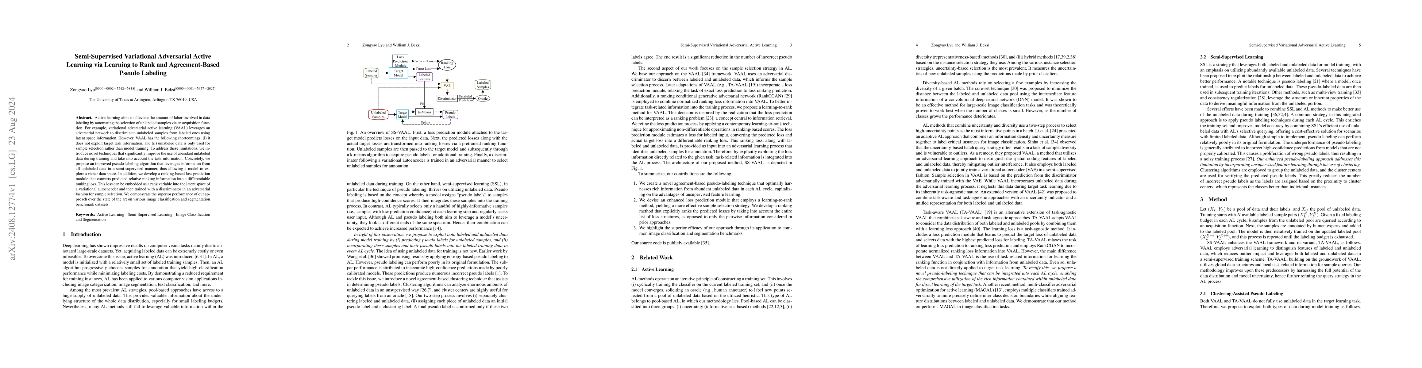 Thumbnail for Semi-Supervised Variational Adversarial Active Learning via Learning to
  Rank and Agreement-Based Pseudo Labeling