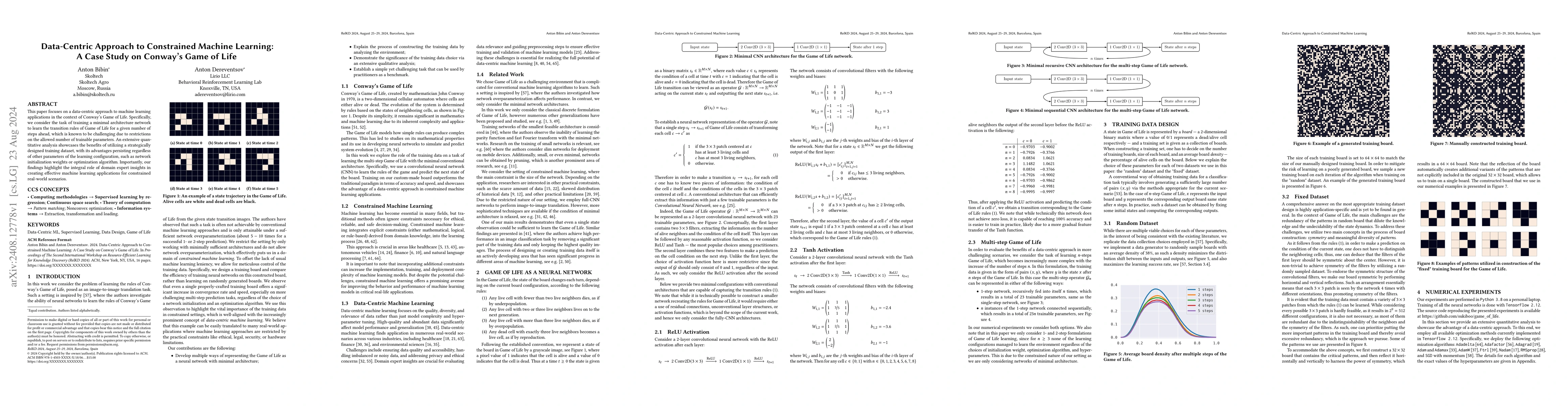 Thumbnail for Data-Centric Approach to Constrained Machine Learning: A Case Study on
  Conway's Game of Life