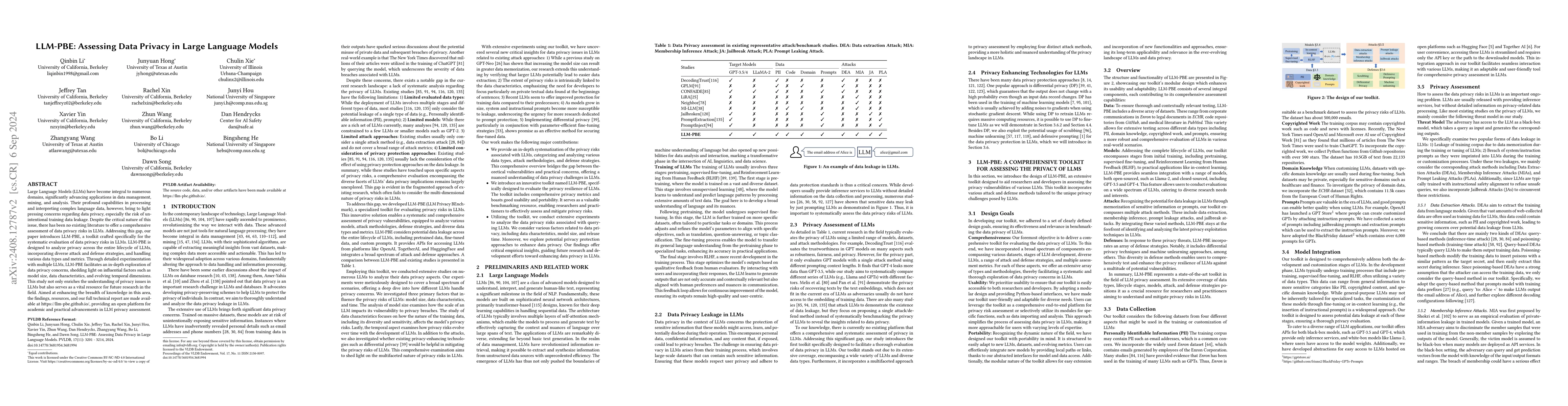 Thumbnail for LLM-PBE: Assessing Data Privacy in Large Language Models