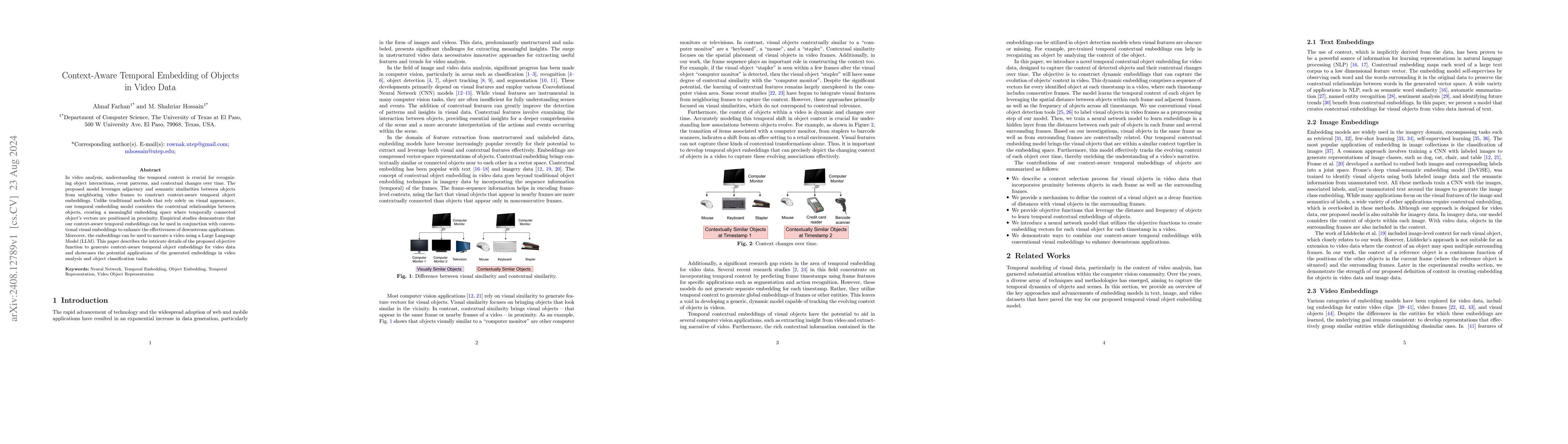 Thumbnail for Context-Aware Temporal Embedding of Objects in Video Data