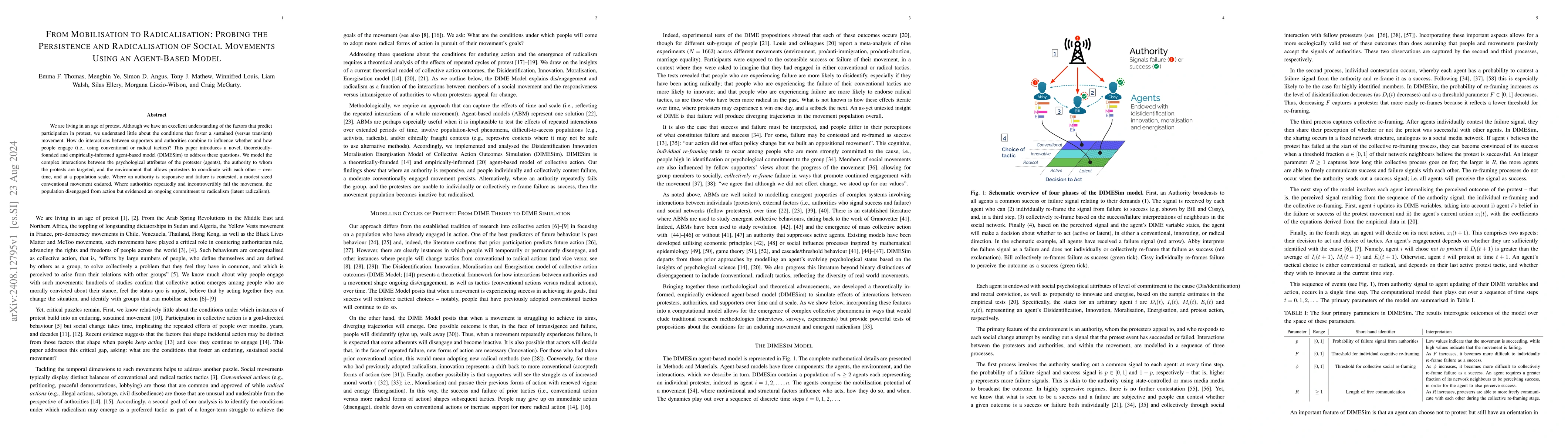 Thumbnail for From Mobilisation to Radicalisation: Probing the Persistence and
  Radicalisation of Social Movements Using an Agent-Based Model