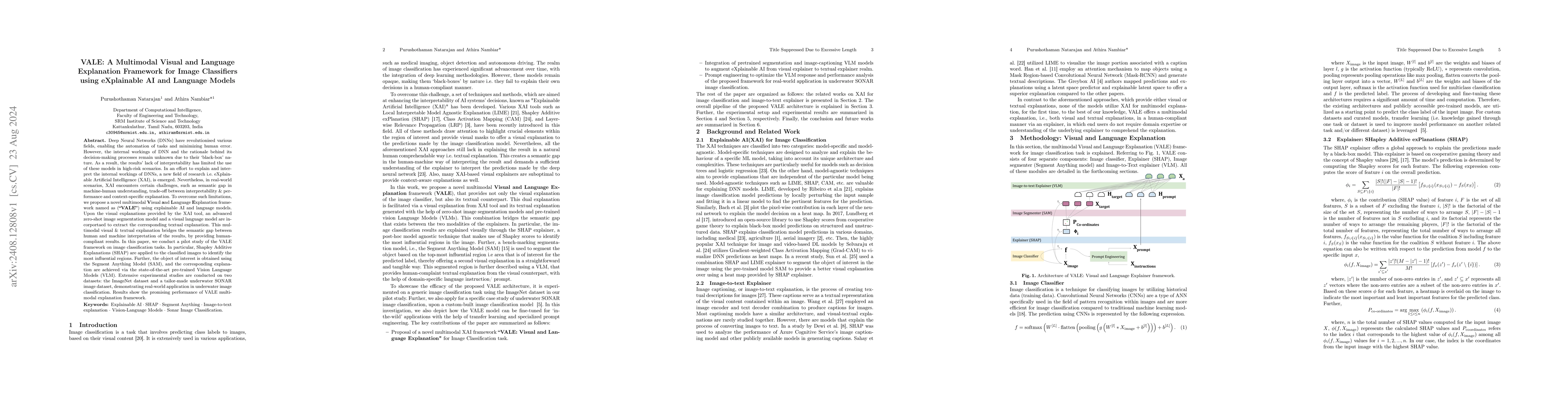 Thumbnail for VALE: A Multimodal Visual and Language Explanation Framework for Image
  Classifiers using eXplainable AI and Language Models