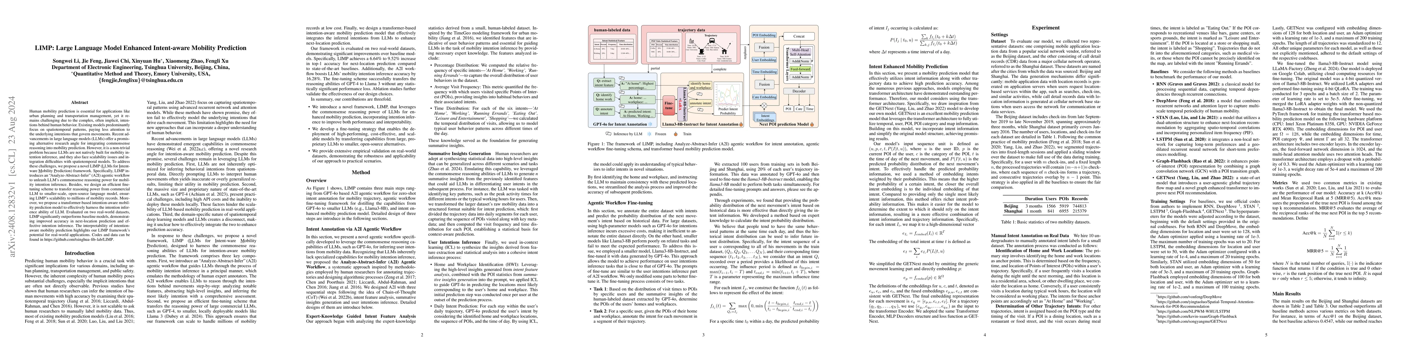Thumbnail for LIMP: Large Language Model Enhanced Intent-aware Mobility Prediction