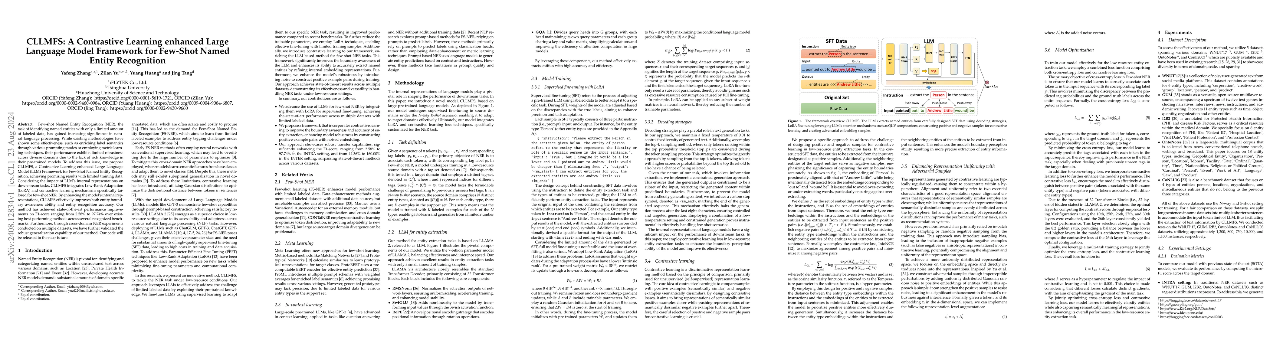 Thumbnail for CLLMFS: A Contrastive Learning enhanced Large Language Model Framework
  for Few-Shot Named Entity Recognition