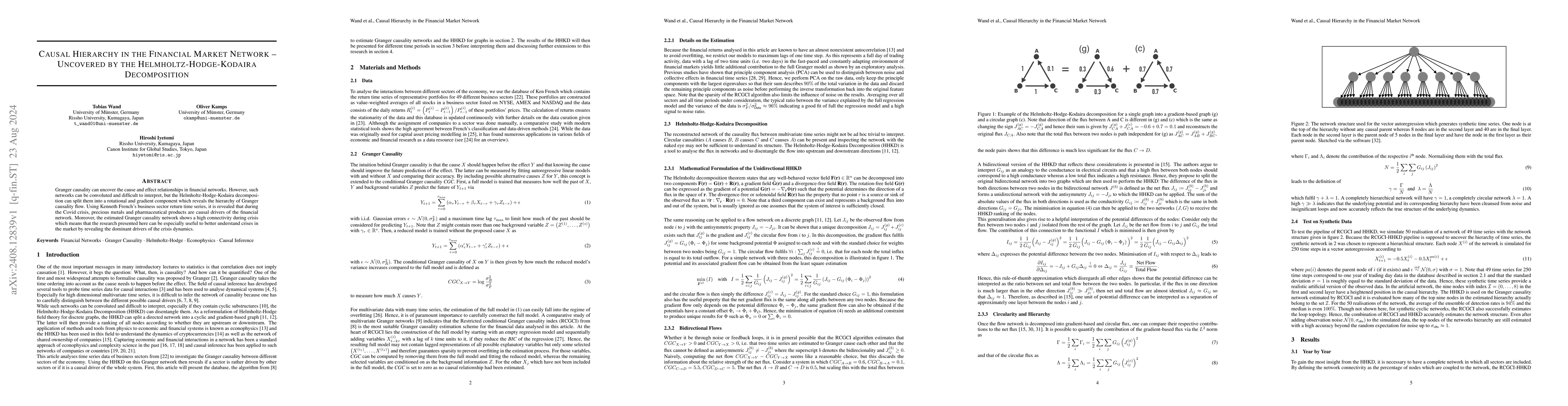 Thumbnail for Causal Hierarchy in the Financial Market Network -- Uncovered by the
  Helmholtz-Hodge-Kodaira Decomposition