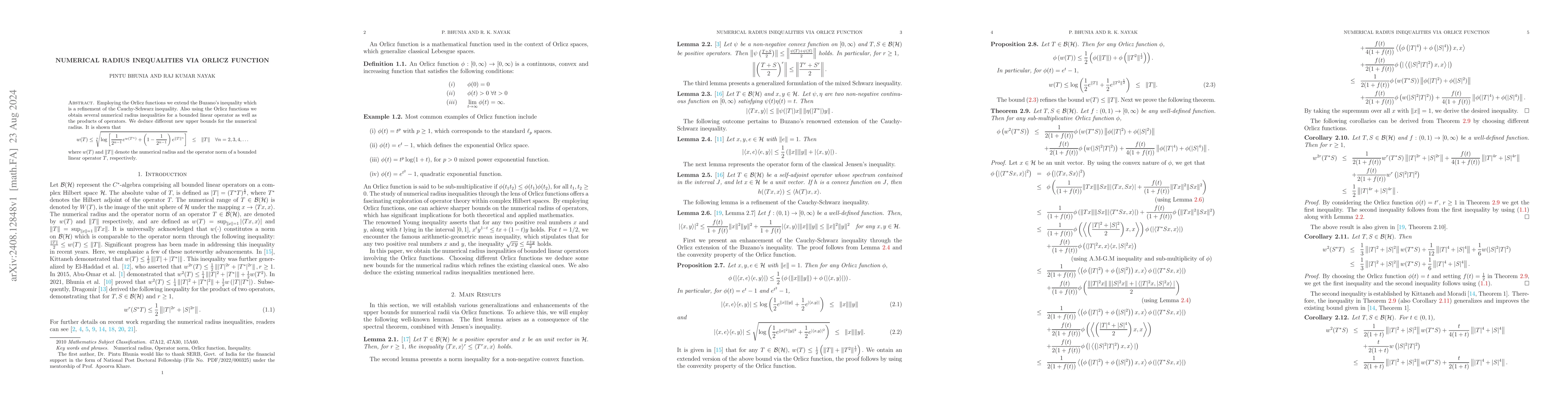 Thumbnail for Numerical Radius Inequalities via Orlicz function