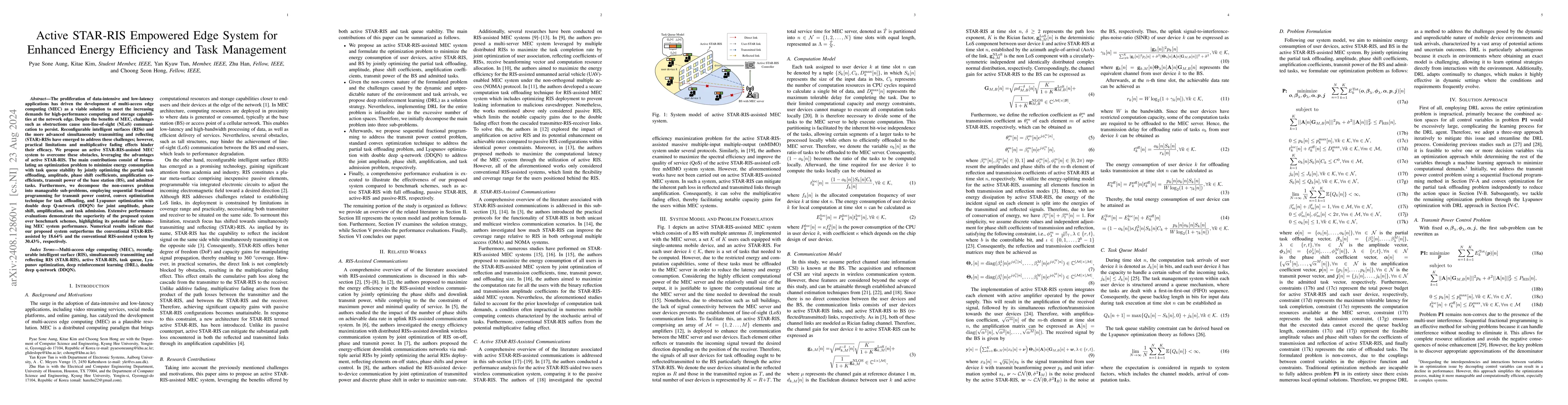 Thumbnail for Active STAR-RIS Empowered Edge System for Enhanced Energy Efficiency and
  Task Management