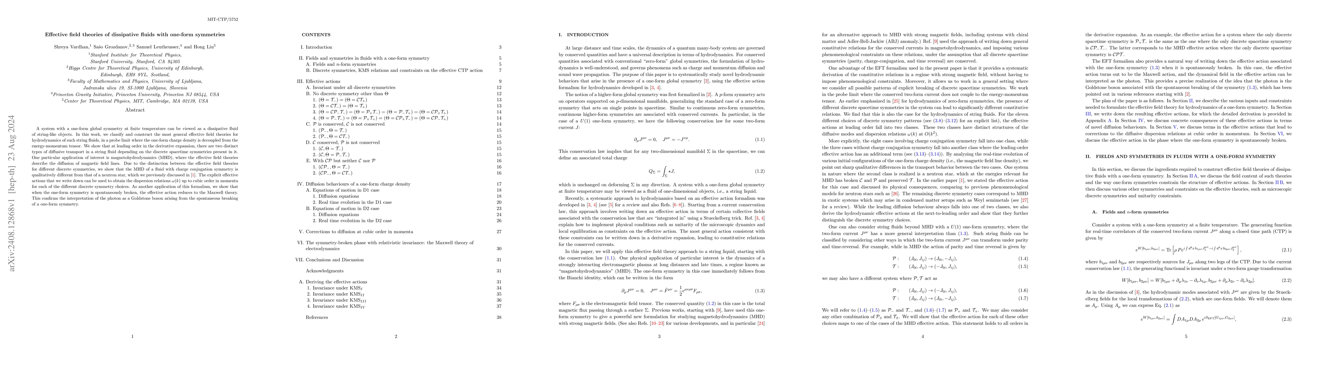 Thumbnail for Effective field theories of dissipative fluids with one-form symmetries