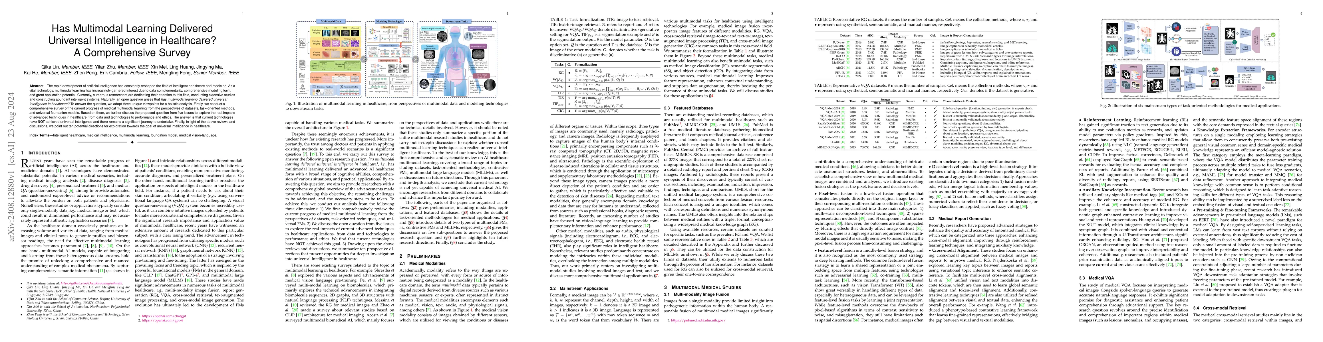 Thumbnail for Has Multimodal Learning Delivered Universal Intelligence in Healthcare?
  A Comprehensive Survey