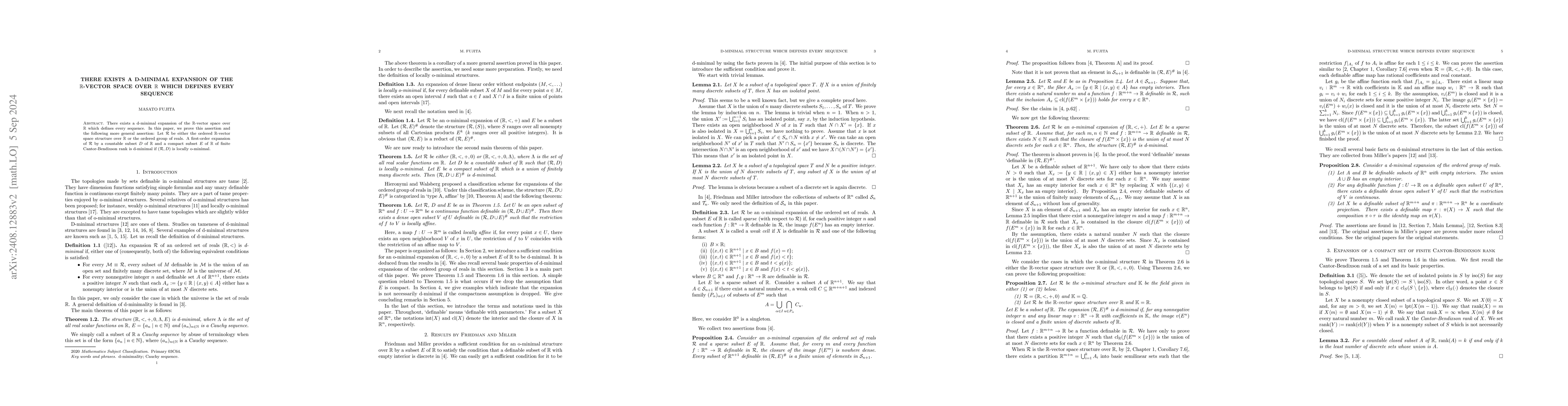 Thumbnail for There exists a d-minimal expansion of the $\mathbb R$-vector space over
  $\mathbb R$ which defines every sequence