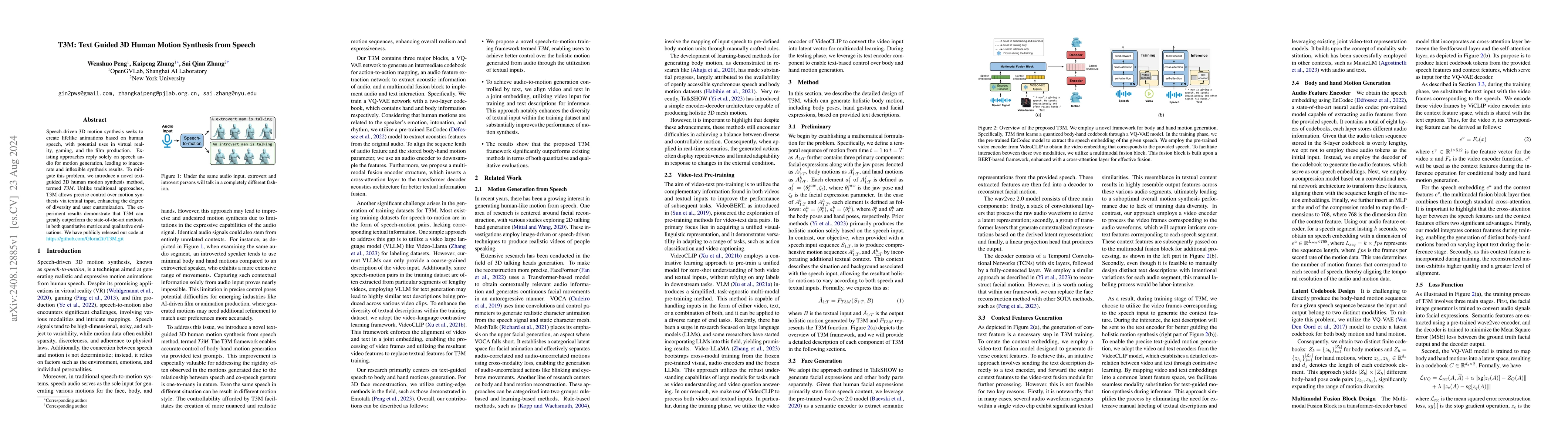 Thumbnail for T3M: Text Guided 3D Human Motion Synthesis from Speech