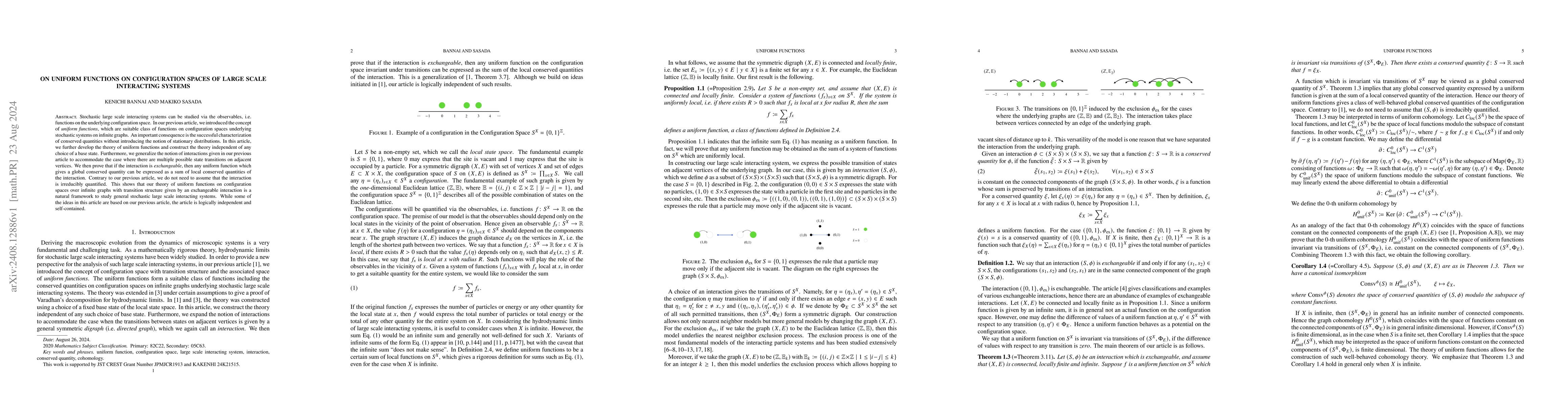 Thumbnail for On Uniform Functions on Configuration Spaces of Large Scale Interacting
  Systems
