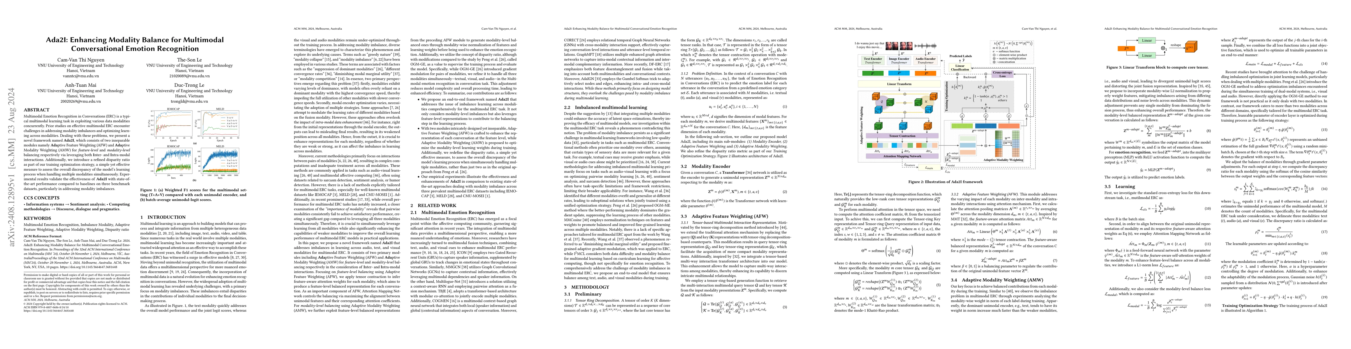 Thumbnail for Ada2I: Enhancing Modality Balance for Multimodal Conversational Emotion
  Recognition