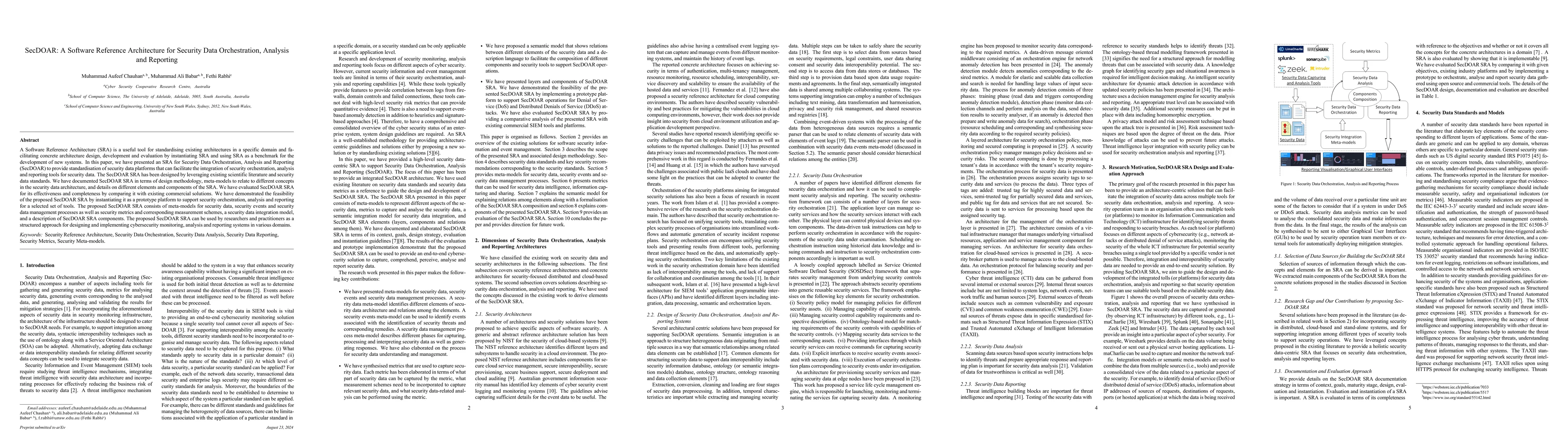 Thumbnail for SecDOAR: A Software Reference Architecture for Security Data
  Orchestration, Analysis and Reporting