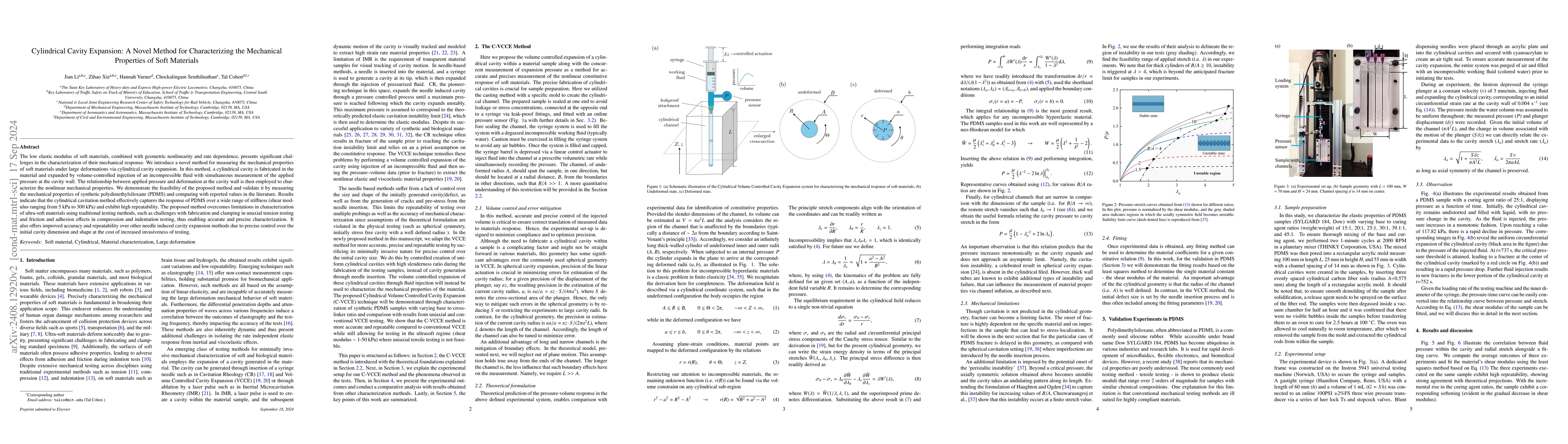 Thumbnail for Cylindrical Cavity Expansion: A Novel Method for Characterizing the
  Mechanical Properties of Soft Materials