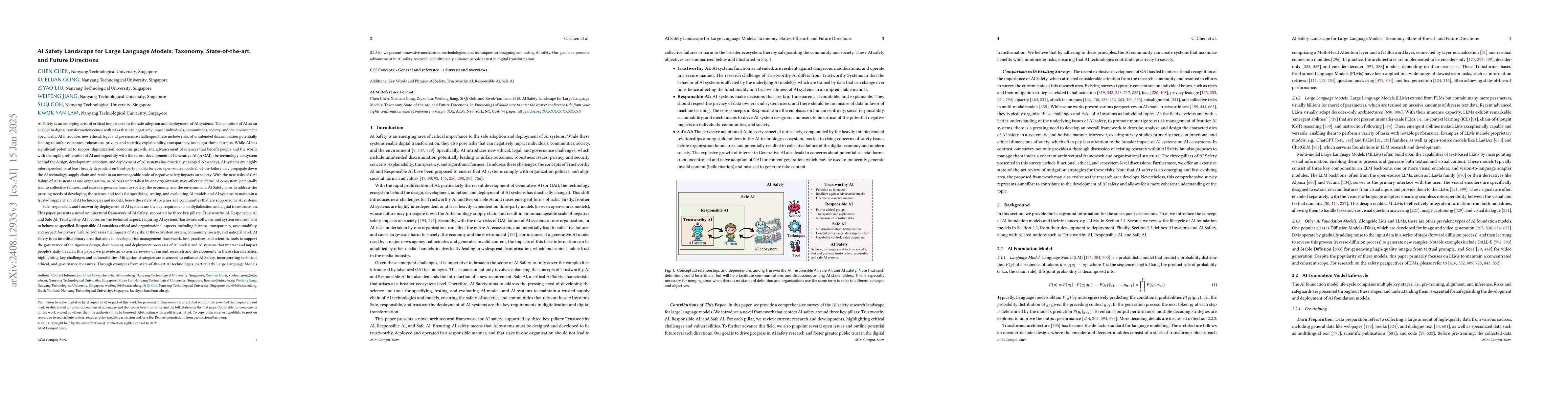 Thumbnail for Trustworthy, Responsible, and Safe AI: A Comprehensive Architectural
  Framework for AI Safety with Challenges and Mitigations