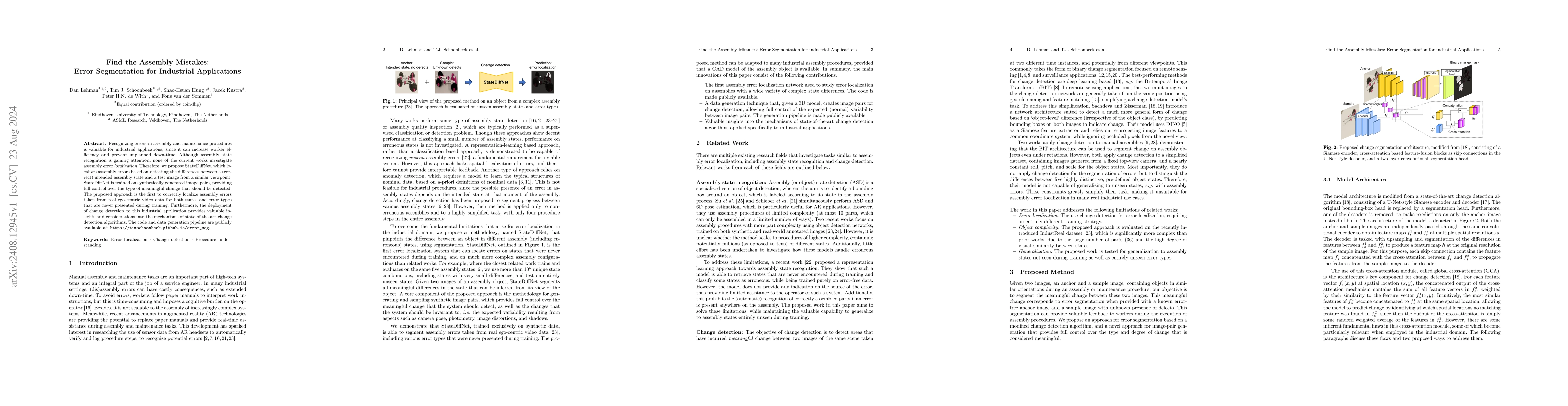 Thumbnail for Find the Assembly Mistakes: Error Segmentation for Industrial
  Applications