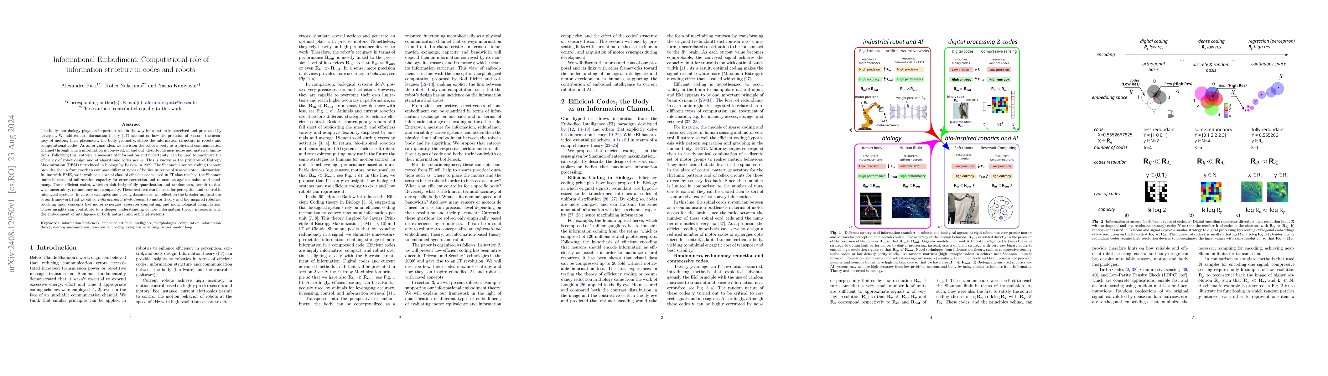 Thumbnail for Informational Embodiment: Computational role of information structure in
  codes and robots