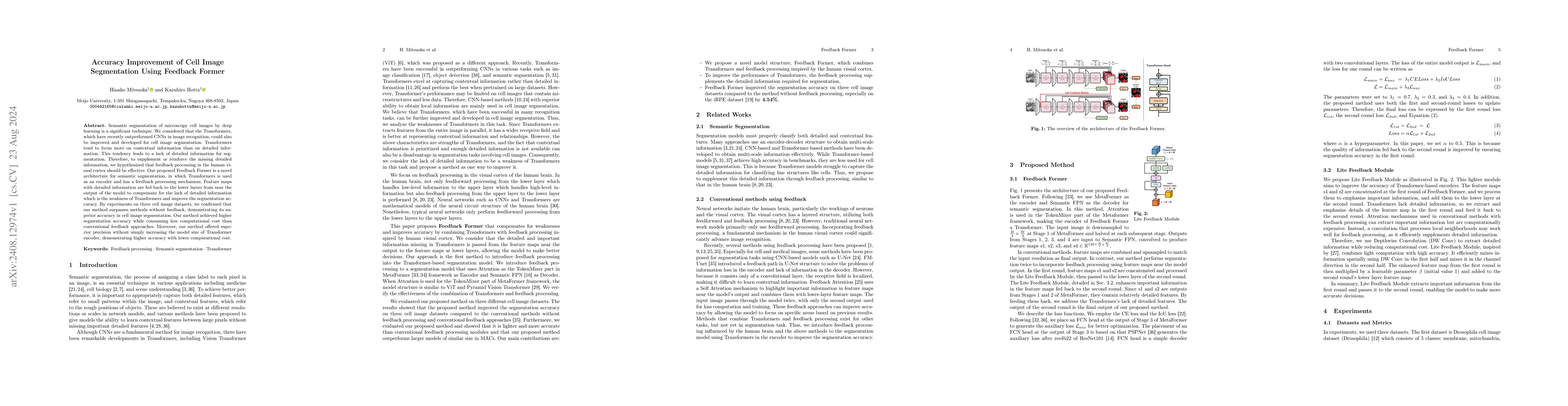 Thumbnail for Accuracy Improvement of Cell Image Segmentation Using Feedback Former