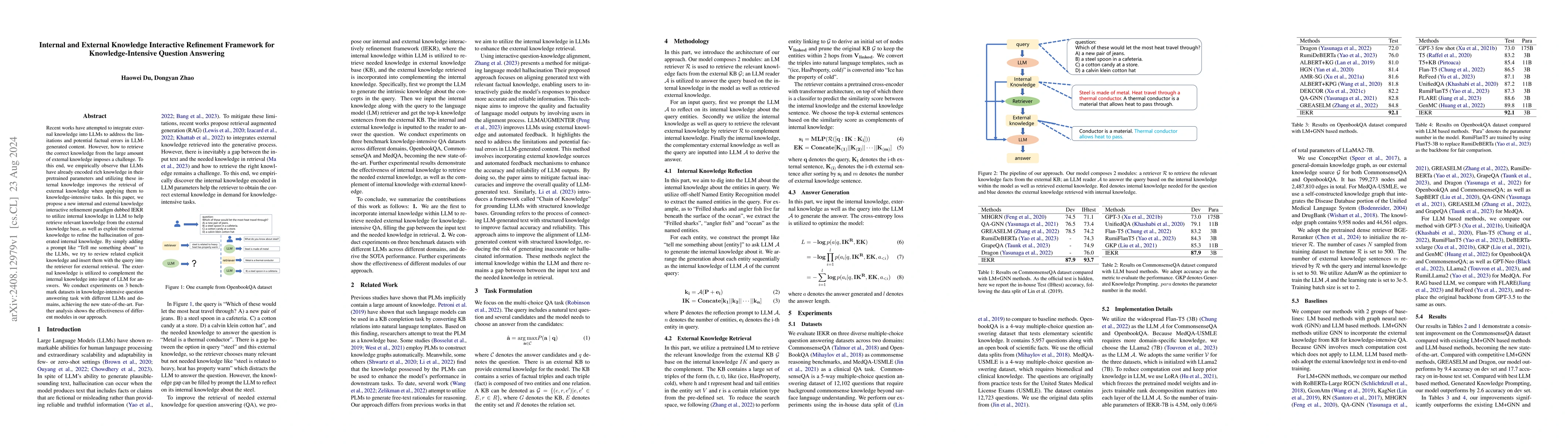 Thumbnail for Internal and External Knowledge Interactive Refinement Framework for
  Knowledge-Intensive Question Answering