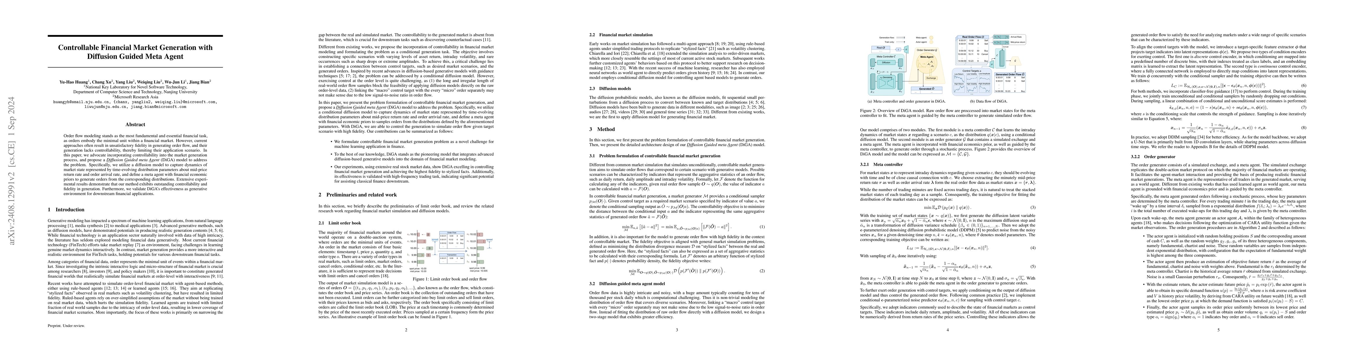 Thumbnail for Controllable Financial Market Generation with Diffusion Guided Meta
  Agent