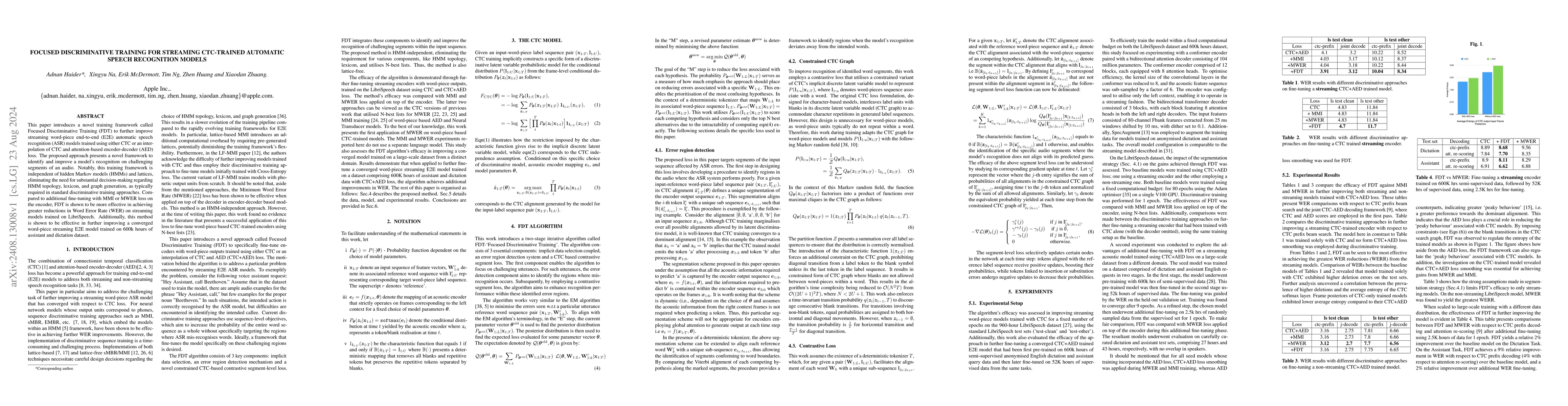 Thumbnail for Focused Discriminative Training For Streaming CTC-Trained Automatic
  Speech Recognition Models